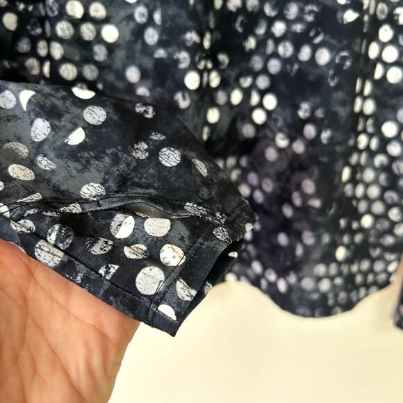 Reebok Athletic Popover Size L Black Polka Dot 1/4 Zip Track Jacket Stretch - Picture 8 of 8